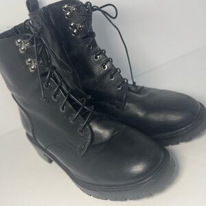 Napoleoni Black Lace-Up Combat Boots 37